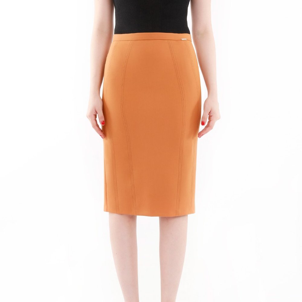 Orange color pencil skirt